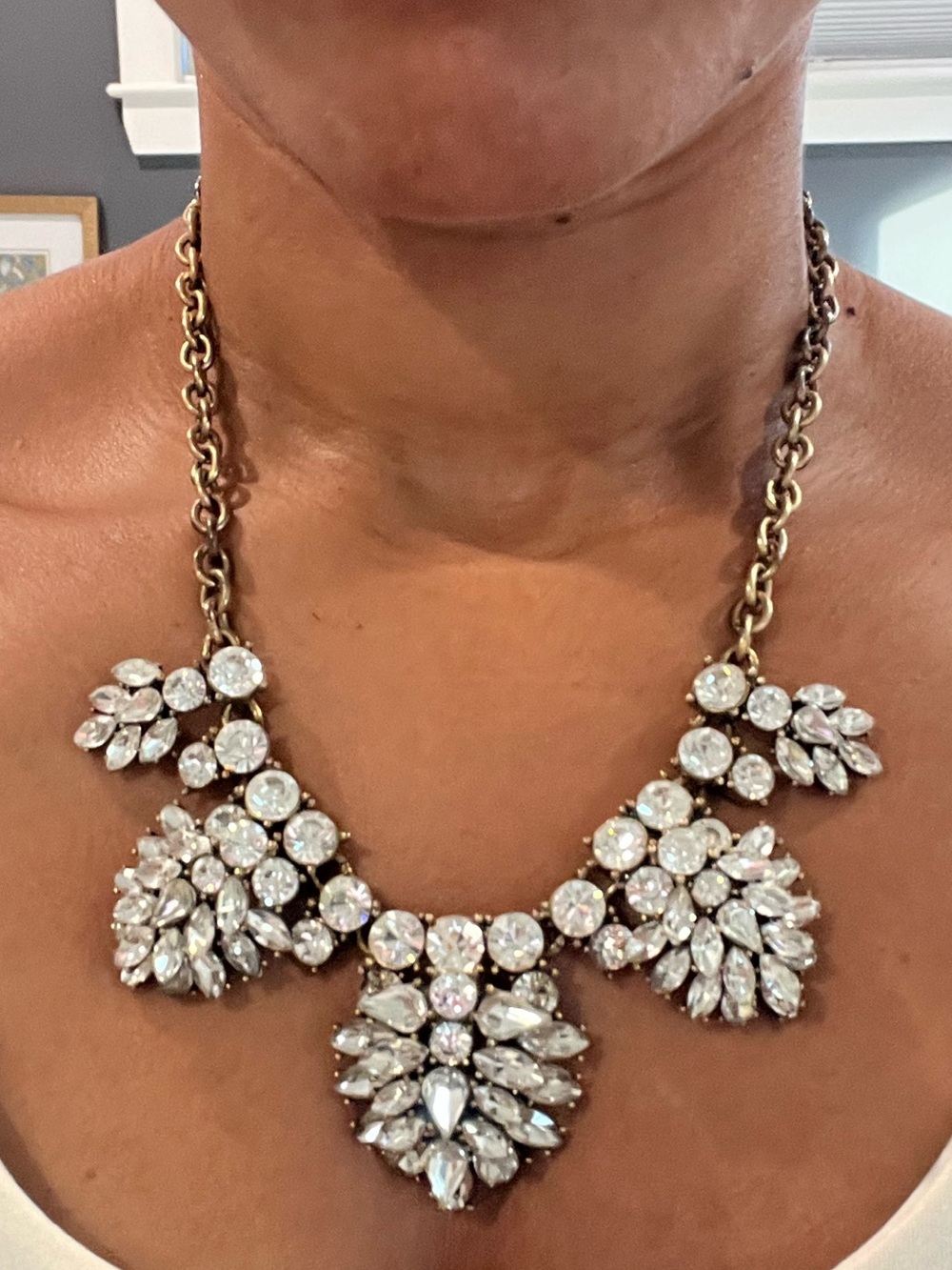 J. Crew Gold-Tone Clear Crystal Statememt Necklace